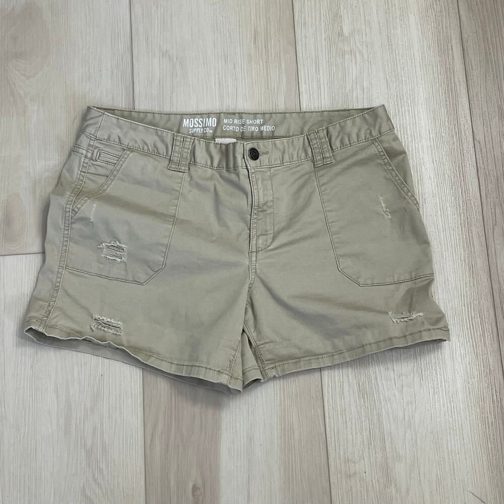 Mossimo Supply Co. Women’s 10 Khaki Utility Shorts Y2K Distressed Cargo